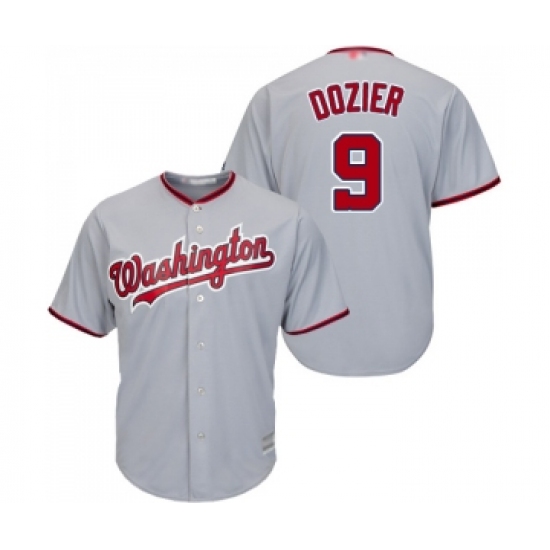 Men's Washington Nationals 9 Brian Dozier Replica Grey Road Cool Base Baseball Jersey