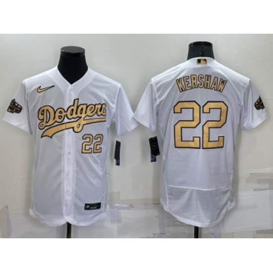 Men's Los Angeles Dodgers 22 Clayton Kershaw Number White 2022 All Star Stitched Flex Base Nike Jersey