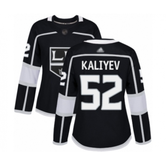 Women's Los Angeles Kings 52 Arthur Kaliyev Authentic Black Home Hockey Jersey