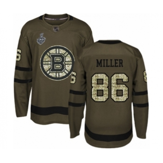 Men's Boston Bruins 86 Kevan Miller Authentic Green Salute to Service 2019 Stanley Cup Final Bound Hockey Jersey