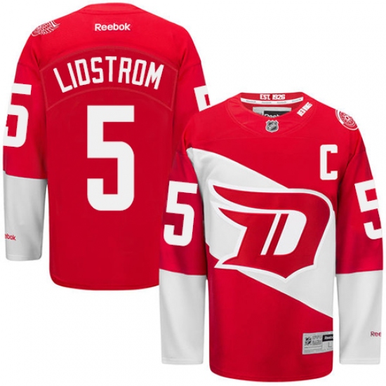 Youth Reebok Detroit Red Wings 5 Nicklas Lidstrom Authentic Red 2016 Stadium Series NHL Jersey