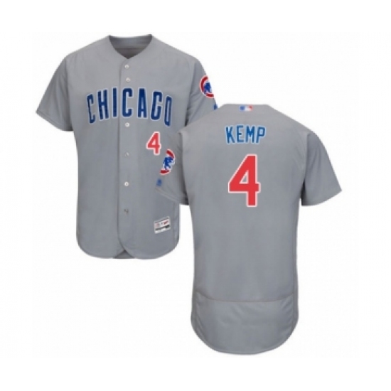 Men's Chicago Cubs 4 Tony Kemp Grey Road Flex Base Authentic Collection Baseball Player Jersey