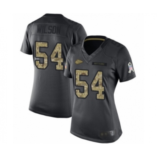 Women's Kansas City Chiefs 54 Damien Wilson Limited Black 2016 Salute to Service Football Jersey