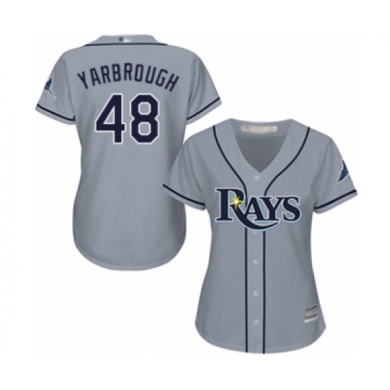 Women's Tampa Bay Rays 48 Ryan Yarbrough Authentic Grey Road Cool Base Baseball Player Jersey