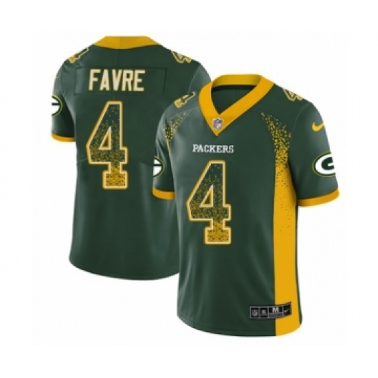 Men's Nike Green Bay Packers 4 Brett Favre Limited Green Rush Drift Fashion NFL Jersey