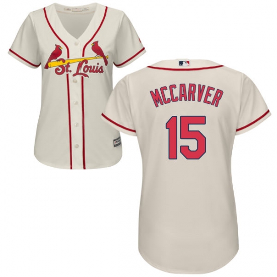 Women's Majestic St. Louis Cardinals 15 Tim McCarver Authentic Cream Alternate Cool Base MLB Jersey