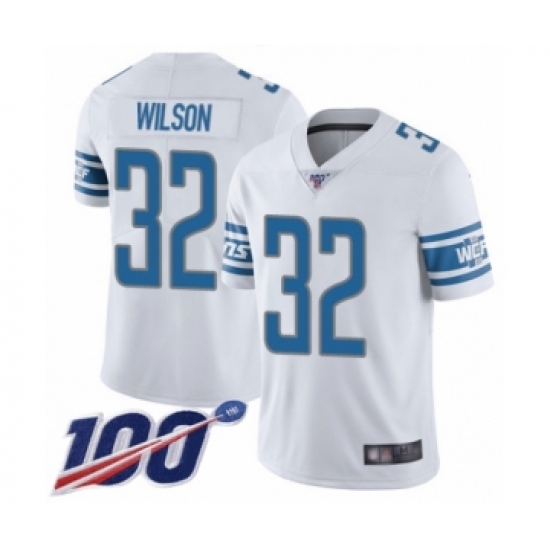 Men's Detroit Lions 32 Tavon Wilson White Vapor Untouchable Limited Player 100th Season Football Jersey