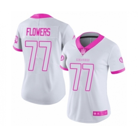 Women's Washington Redskins 77 Ereck Flowers Limited White Pink Rush Fashion Football Jersey