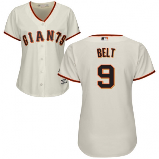 Women's Majestic San Francisco Giants 9 Brandon Belt Authentic Cream Home Cool Base MLB Jersey