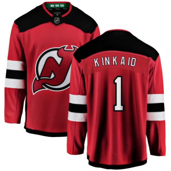 Men's New Jersey Devils 1 Keith Kinkaid Fanatics Branded Red Home Breakaway NHL Jersey