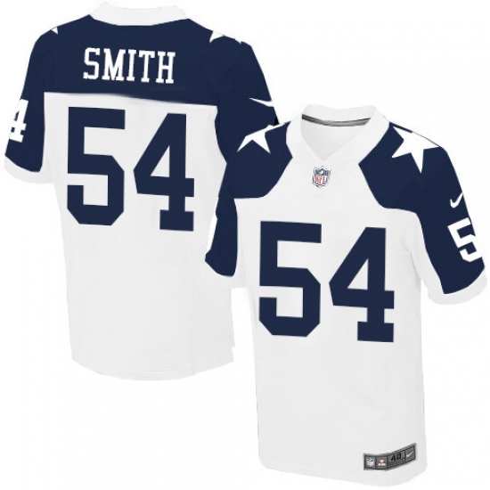 Men's Nike Dallas Cowboys 54 Jaylon Smith Elite White Throwback Alternate NFL Jersey