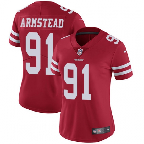 Women's Nike San Francisco 49ers 91 Arik Armstead Elite Red Team Color NFL Jersey