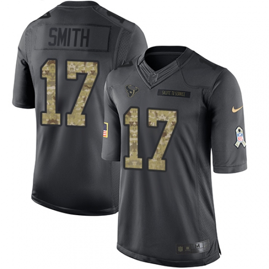 Men's Nike Houston Texans 17 Vyncint Smith Limited Black 2016 Salute to Service NFL Jersey