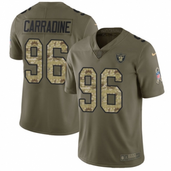 Men's Nike Oakland Raiders 96 Cornellius Carradine Limited Olive/Camo 2017 Salute to Service NFL Jersey