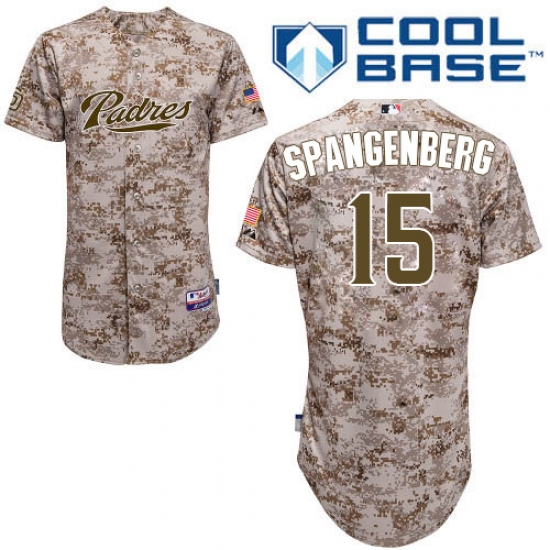 Men's Majestic San Diego Padres 15 Cory Spangenberg Replica Camo Alternate 2 Cool Base MLB Jersey