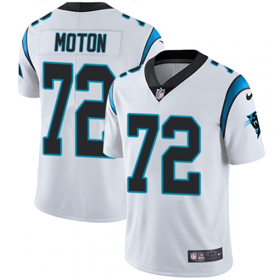 Men's Nike Carolina Panthers 72 Taylor Moton White Vapor Untouchable Limited Player NFL Jersey