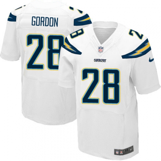 Men's Nike Los Angeles Chargers 28 Melvin Gordon Elite White NFL Jersey