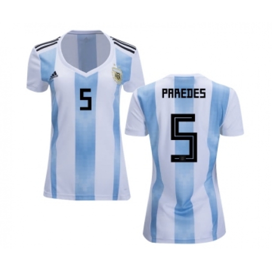 Women's Argentina 5 Paredes Home Soccer Country Jersey
