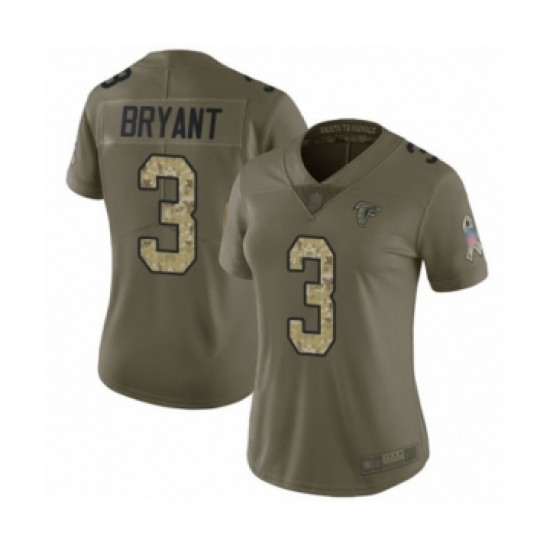 Women's Atlanta Falcons 3 Matt Bryant Limited Olive Camo 2017 Salute to Service Football Jersey