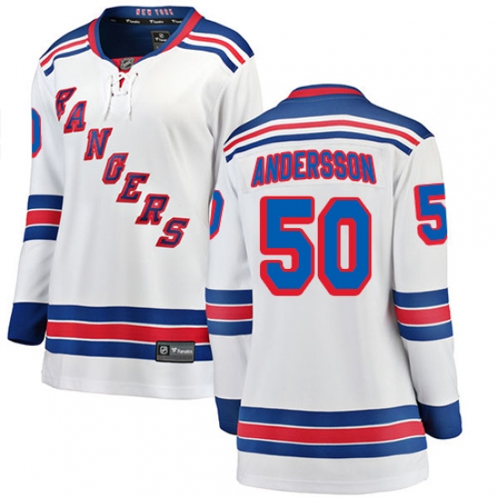 Women's New York Rangers 50 Lias Andersson Fanatics Branded White Away Breakaway NHL Jersey