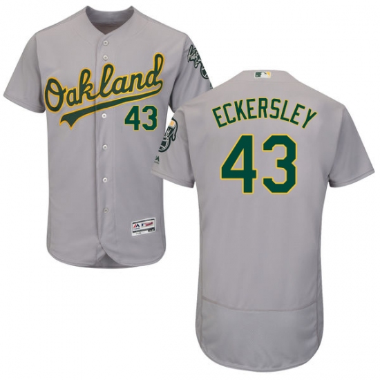 Men's Majestic Oakland Athletics 43 Dennis Eckersley Grey Road Flex Base Authentic Collection MLB Jersey