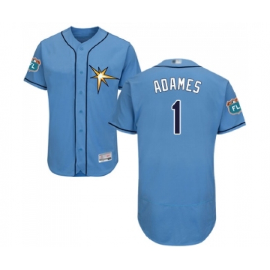 Men's Tampa Bay Rays 1 Willy Adames Columbia Alternate Flex Base Authentic Collection Baseball Jersey