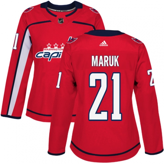 Women's Adidas Washington Capitals 21 Dennis Maruk Authentic Red Home NHL Jersey