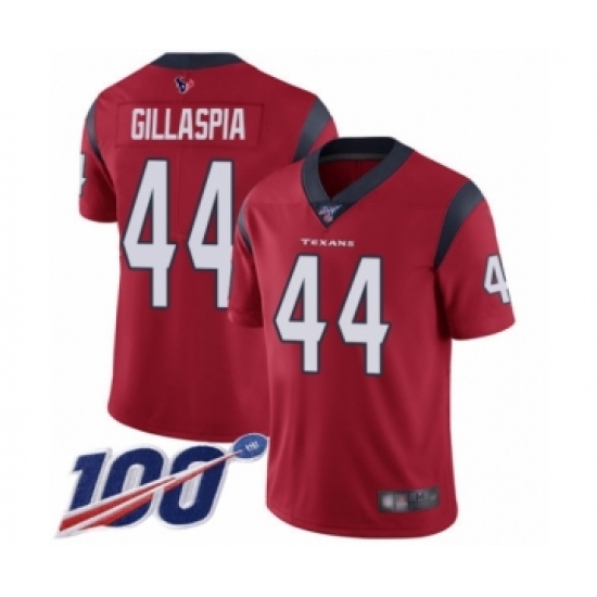 Men's Houston Texans 44 Cullen Gillaspia Red Alternate Vapor Untouchable Limited Player 100th Season Football Jersey