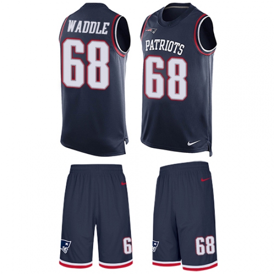 Men's Nike New England Patriots 68 LaAdrian Waddle Limited Navy Blue Tank Top Suit NFL Jersey