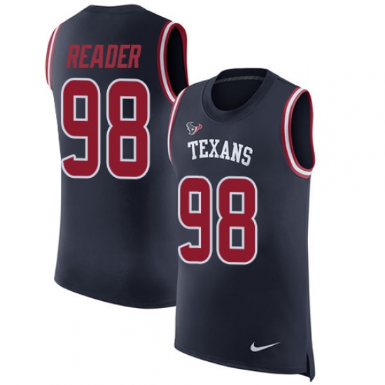 Men's Nike Houston Texans 98 D.J. Reader Navy Blue Rush Player Name & Number Tank Top NFL Jersey