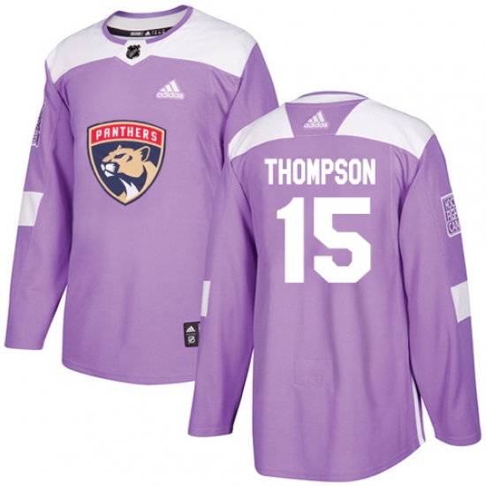 Men's Adidas Florida Panthers 15 Paul Thompson Authentic Purple Fights Cancer Practice NHL Jersey