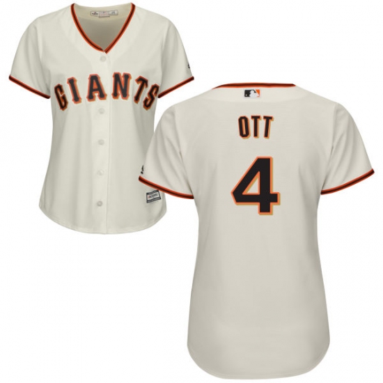 Women's Majestic San Francisco Giants 4 Mel Ott Authentic Cream Home Cool Base MLB Jersey