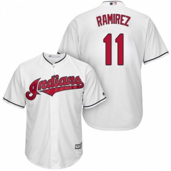 Men's Majestic Cleveland Indians 11 Jose Ramirez Replica White Home Cool Base MLB Jersey