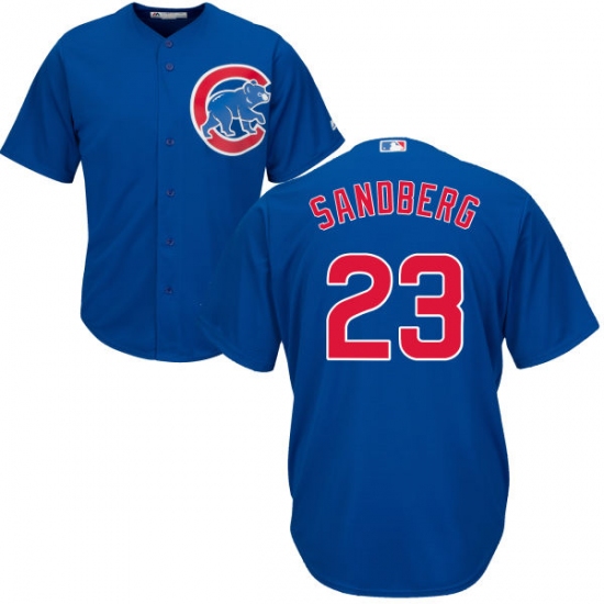 Youth Majestic Chicago Cubs 23 Ryne Sandberg Authentic Royal Blue Alternate Cool Base MLB Jersey