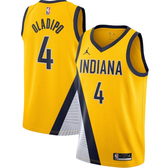 Men's Indiana Pacers 4 Victor Oladipo Jordan Brand Gold 2020-21 Swingman Jersey