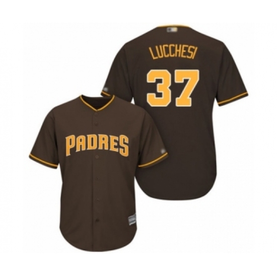 Youth San Diego Padres 37 Joey Lucchesi Authentic Brown Alternate Cool Base Baseball Player Jersey