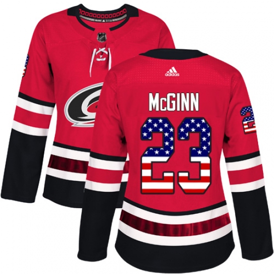 Women's Adidas Carolina Hurricanes 23 Brock McGinn Authentic Red USA Flag Fashion NHL Jersey