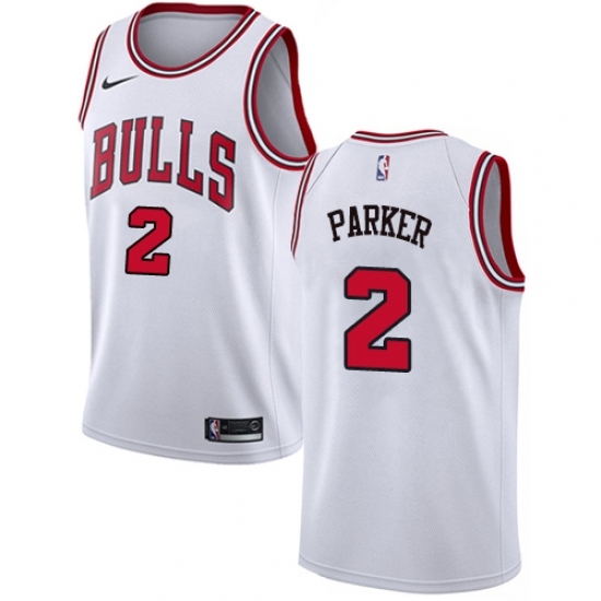 Women's Nike Chicago Bulls 2 Jabari Parker Swingman White NBA Jersey - Association Edition