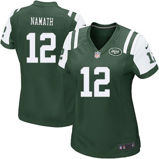 Women's Nike New York Jets 12 Joe Namath Game Green Team Color NFL Jersey