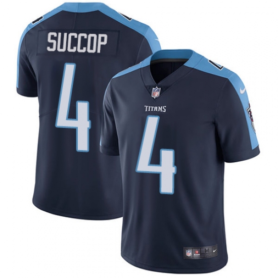 Men's Nike Tennessee Titans 4 Ryan Succop Navy Blue Alternate Vapor Untouchable Limited Player NFL Jersey