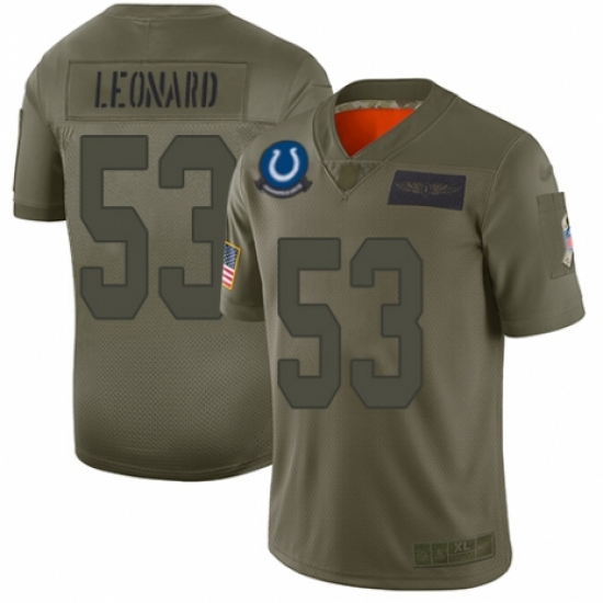 Men's Indianapolis Colts 53 Darius Leonard Limited Camo 2019 Salute to Service Football Jersey