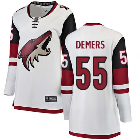 Women's Arizona Coyotes 55 Jason Demers Authentic White Away Fanatics Branded Breakaway NHL Jersey