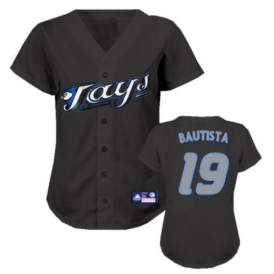 Women's Majestic Toronto Blue Jays 19 Jose Bautista Authentic Black MLB Jersey