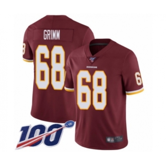 Youth Washington Redskins 68 Russ Grimm Burgundy Red Team Color Vapor Untouchable Limited Player 100th Season Football Jersey