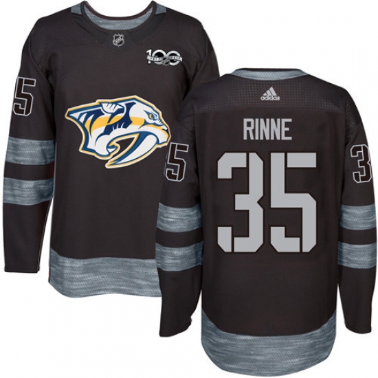 Men's Adidas Nashville Predators 35 Pekka Rinne Authentic Black 1917-2017 100th Anniversary NHL Jersey