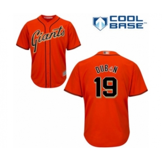 Youth San Francisco Giants 19 Mauricio Dubon Authentic Orange Alternate Cool Base Baseball Player Jersey