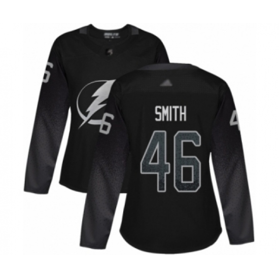 Women's Tampa Bay Lightning 46 Gemel Smith Authentic Black Alternate Hockey Jersey