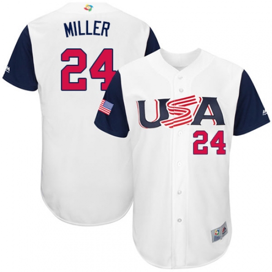 Youth USA Baseball Majestic 24 Andrew Miller White 2017 World Baseball Classic Authentic Team Jersey