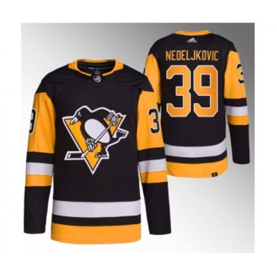 Men's Pittsburgh Penguins 39 Alex Nedeljkovic Black Stitched Jersey