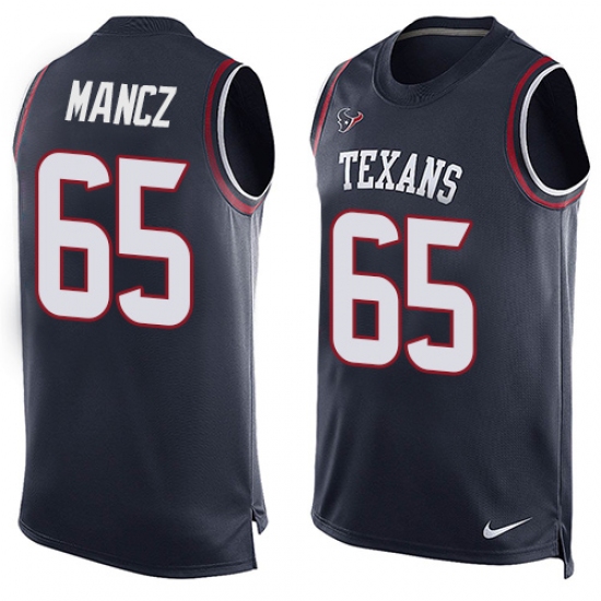 Men's Nike Houston Texans 65 Greg Mancz Limited Navy Blue Player Name & Number Tank Top NFL Jersey